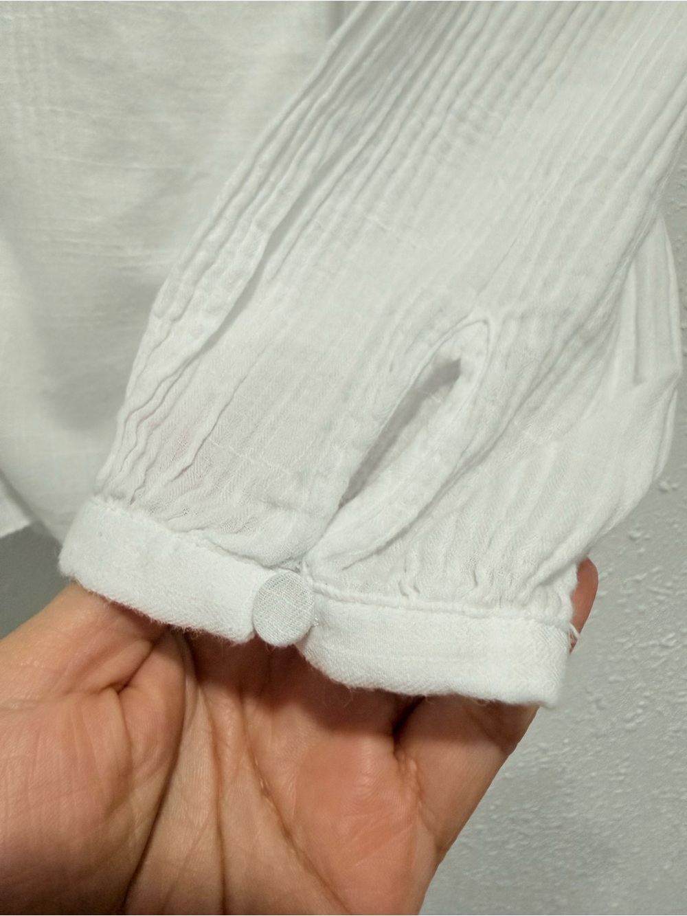 J. Crew 100% cotton White Ruffled Henley Button-Front Top S - Picture 4 of 9